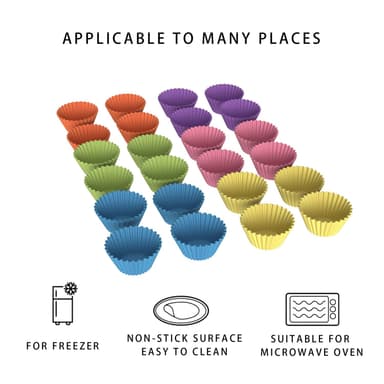 24x Muffinsformer silikon Cupcakeformer gjenbrukbare