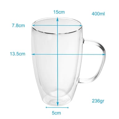 2x Termisk Glass 400-500 ml Teglass Kaffeglass