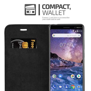 lommebokdeksel Nokia 7 PLUS case (svart)