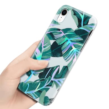 iPhone XR lommebokdeksel Blomster (hvit)