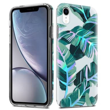 iPhone XR lommebokdeksel Blomster (hvit)