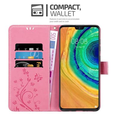 Huawei MATE 30 lommebokdeksel Blomster (rosa)