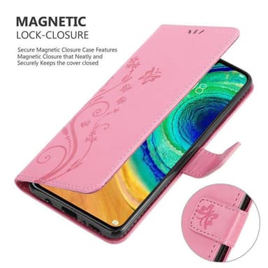 Huawei MATE 30 lommebokdeksel Blomster (rosa)