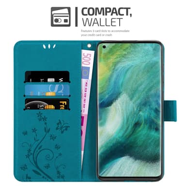 Oppo FIND X2 lommebokdeksel Blomster (Blå)