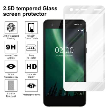 Nokia 2 2017 Skjermbeskytter Skärmskydd (hvit)