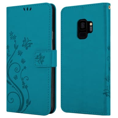 Samsung Galaxy S9 lommebokdeksel Blomster (blå)