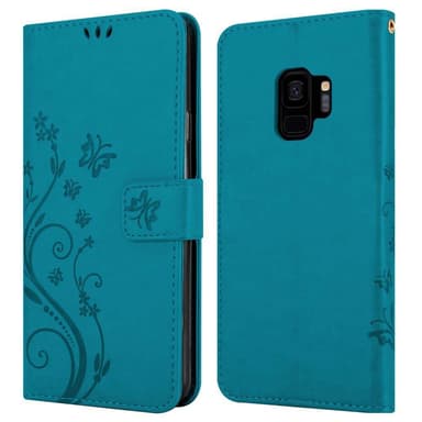 Samsung Galaxy S9 lommebokdeksel Blomster (blå)
