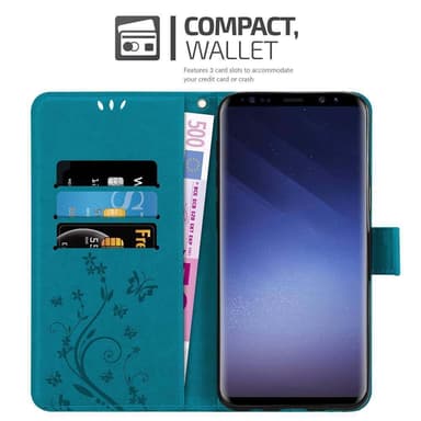 Samsung Galaxy S9 lommebokdeksel Blomster (blå)