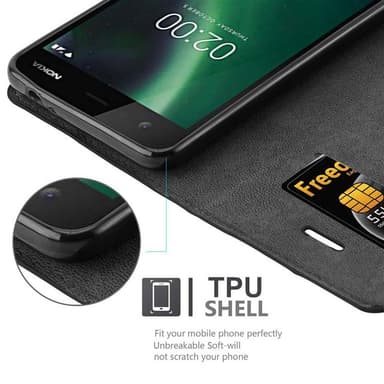 Nokia 2 2017 lommebokdeksel case (svart)