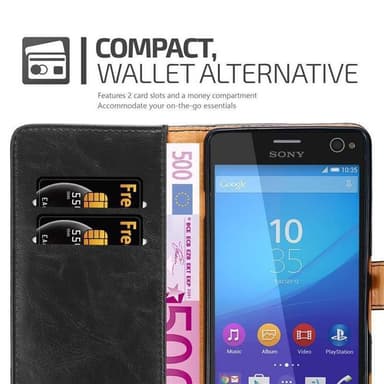 Sony Xperia C4 lommebokdeksel etui (svart)