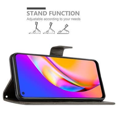 Oppo A94 5G lommebokdeksel Blomster (grå)