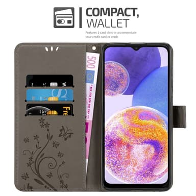 Samsung Galaxy A23 4G lommebokdeksel Blomster (grå)