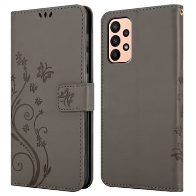 Samsung Galaxy A23 4G lommebokdeksel Blomster (grå)