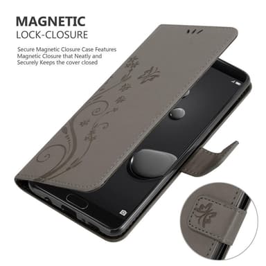 Huawei MATE 10 / NOVA 2i lommebokdeksel Blomster (grå)