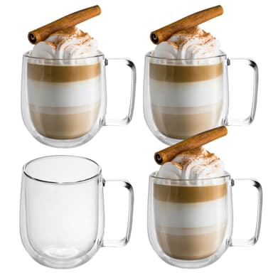 4x Kaffeglass Teglass Dobbeltvegget Termisk Glass 200ml