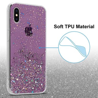 iPhone XS MAX Silikondeksel Glitter (lilla)