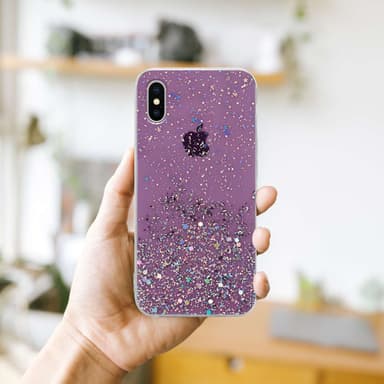 iPhone XS MAX Silikondeksel Glitter (lilla)