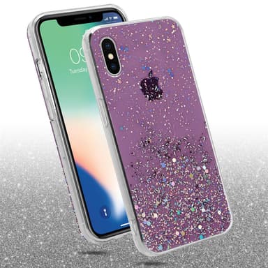 iPhone XS MAX Silikondeksel Glitter (lilla)