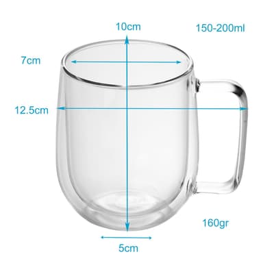 4x Kaffeglass Teglass Dobbeltvegget Termisk Glass 200ml