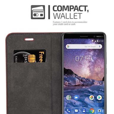 Nokia 7 PLUS lommebokdeksel case (rød)