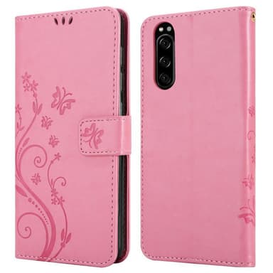 Sony Xperia 5 lommebokdeksel Blomster (rosa)