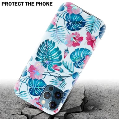 iPhone 12 PRO MAX lommebokdeksel Blomster (hvit)