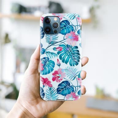 iPhone 12 PRO MAX lommebokdeksel Blomster (hvit)