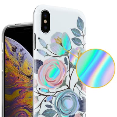 iPhone XS MAX lommebokdeksel Blomster (hvit)