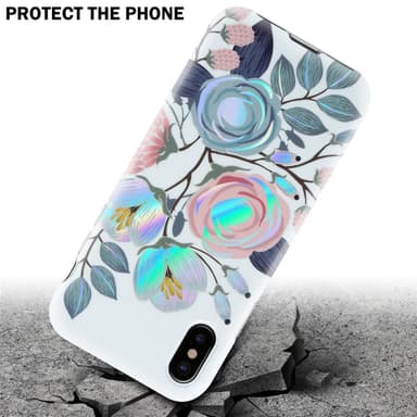 iPhone XS MAX lommebokdeksel Blomster (hvit)