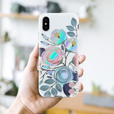 iPhone XS MAX lommebokdeksel Blomster (hvit)