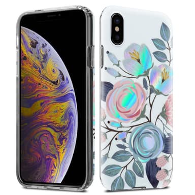 iPhone XS MAX lommebokdeksel Blomster (hvit)
