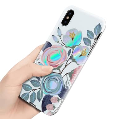 iPhone XS MAX lommebokdeksel Blomster (hvit)