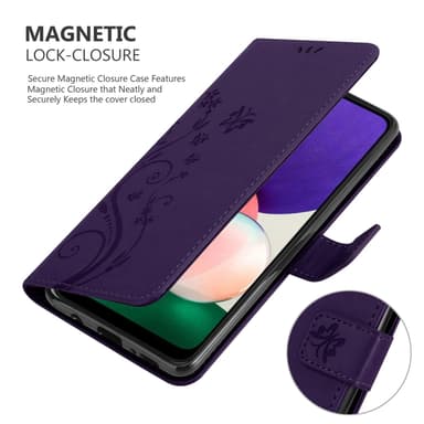 Samsung Galaxy A22 5G lommebokdeksel Blomster (lilla)