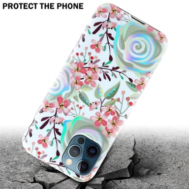 iPhone 12 PRO MAX lommebokdeksel Blomster (hvit)