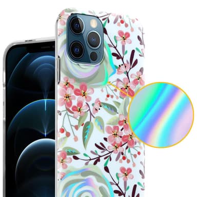 iPhone 12 PRO MAX lommebokdeksel Blomster (hvit)