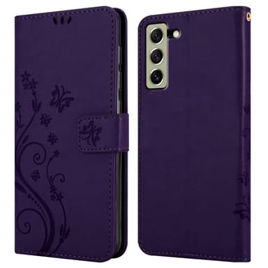 Samsung Galaxy S21 FE lommebokdeksel Blomster (Lilla)