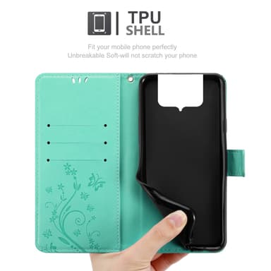 Asus ZenFone 8 FLIP lommebokdeksel Blomster (turkis)