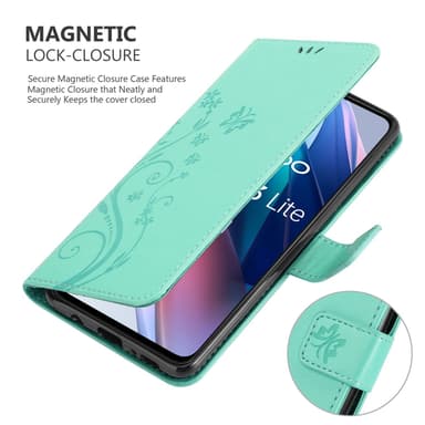 Oppo FIND X3 LITE lommebokdeksel Blomster (turkis)