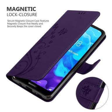 Huawei Y6 PRO 2019 lommebokdeksel Blomster (lilla)