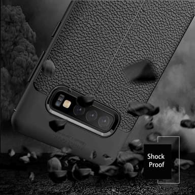 Samsung Galaxy S10 PLUS Deksel Kunstskinn (svart)