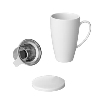 Kaffekopp Porselens kaffekrus med lokk og teinfuser