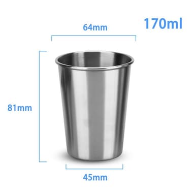 5x Krus i rustfritt stål stablebar drikkekopp (170ml)