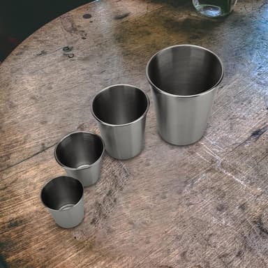 5x Krus i rustfritt stål stablebar drikkekopp (170ml)