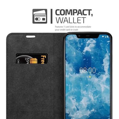 Nokia 7.1 PLUS / X7 lommebokdeksel case (svart)