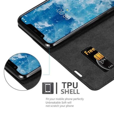 Nokia 7.1 PLUS / X7 lommebokdeksel case (svart)