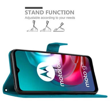 Motorola MOTO G10 / G30 lommebokdeksel Blomster (blå)