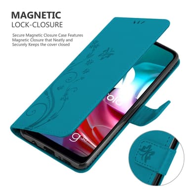 Motorola MOTO G10 / G30 lommebokdeksel Blomster (blå)