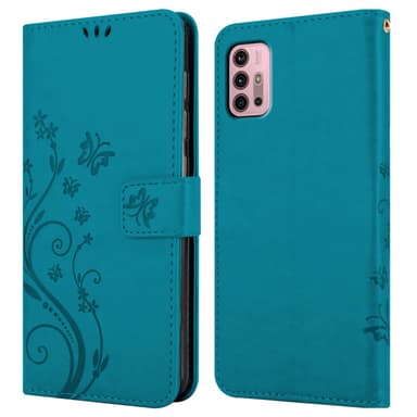 Motorola MOTO G10 / G30 lommebokdeksel Blomster (blå)