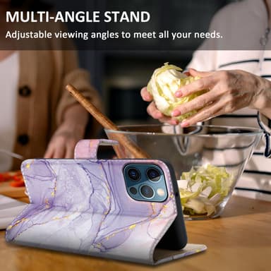 iPhone 12 / 12 PRO lommebokdeksel etui (lilla)