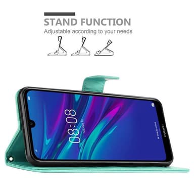 Huawei Y6 2019 lommebokdeksel Blomster (turkis)